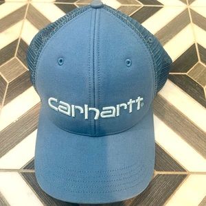 Light blue Carhartt trucker hat. One size. Mesh style trucker cap.